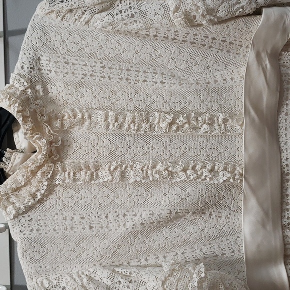 Emma Domb Vintage Long Tiered Cream Lace Dress, Size 13 - Picture 6 of 12